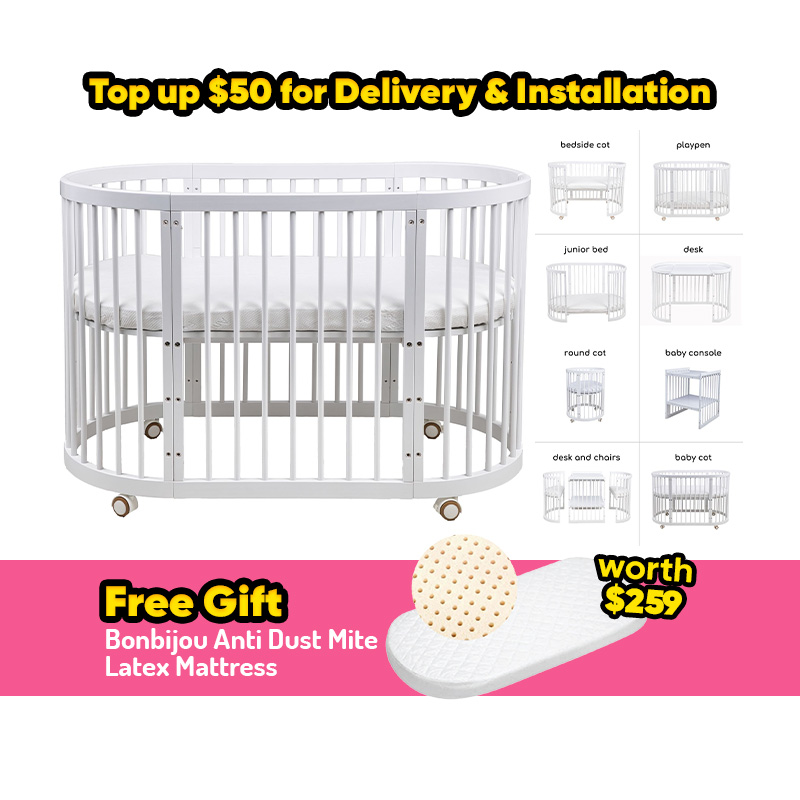 Bonbijou Doozy 7-in-1 Convertible Baby Cot + FREE GIFT
